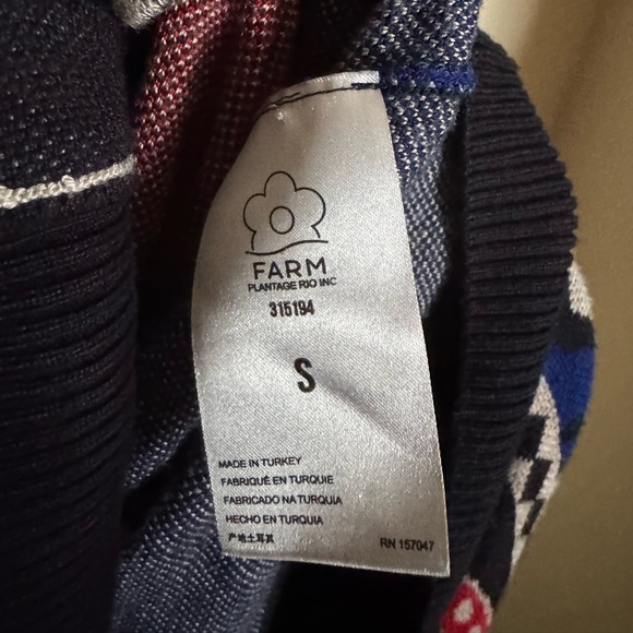 Farm Rio Navy Mixed Print Knit Cardigan Sz Small‎ Oversized Dopamine Teacher - Picture 8 of 9